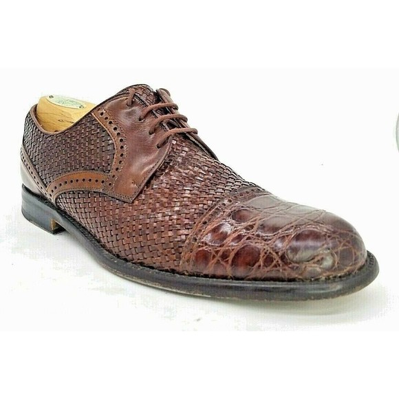 Paolo de Marco Mens Lace Up Shoes Crocodile Leather Brown Size US 8 EUC Marco Di Milano Men main image 4